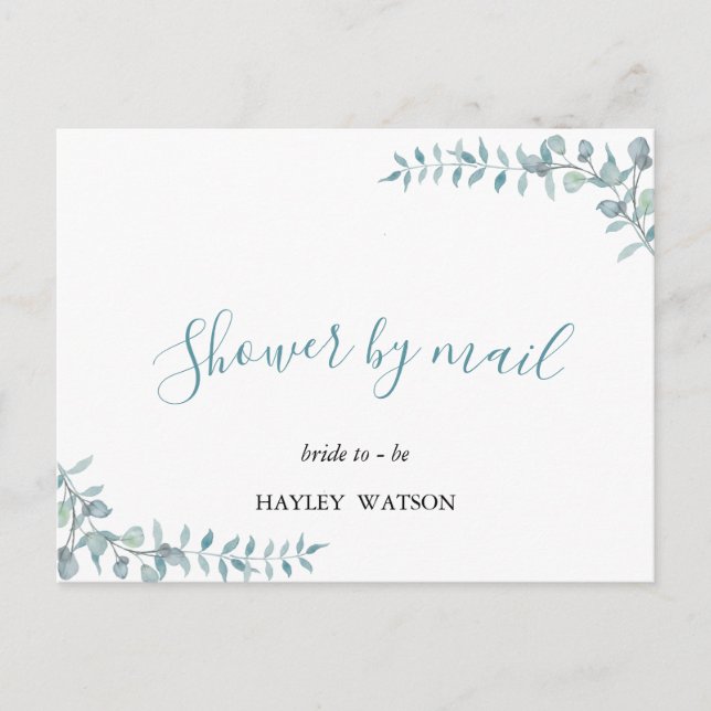 Enkel, dammblå Möhippa med vattenfärg per post Inbjudan Vykort (Framsida)