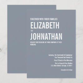 Enkel dammblå typografi Bröllop Inbjudningar