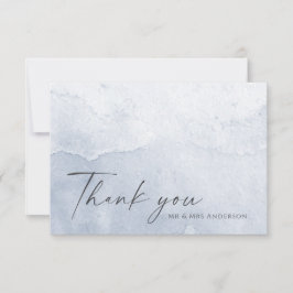 Enkel dammblå vattenfärg tack kort