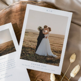 Enkel Dammig Blå Elegant Bröllopsfoto Tack Kort