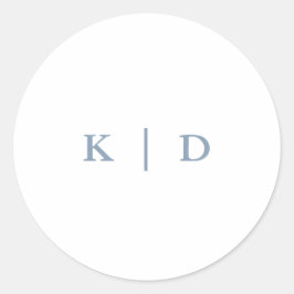 Enkel dammig blå elegant vigselmonogram runt klistermärke