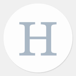 Enkel Dammig Blå och Vit Monogram Bröllop Runt Klistermärke