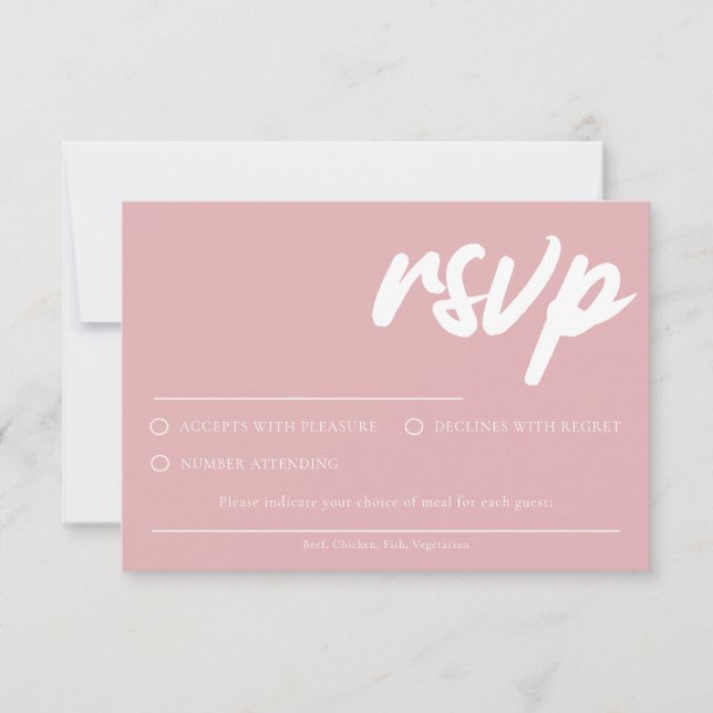 Enkel dammig rosa RSVP-kort med måltidsval Inbjudningar (Framsida)