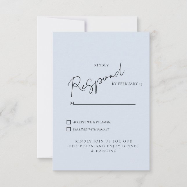 Enkel dammsug blå Bröllop OSA och dansande Kort (Framsida)