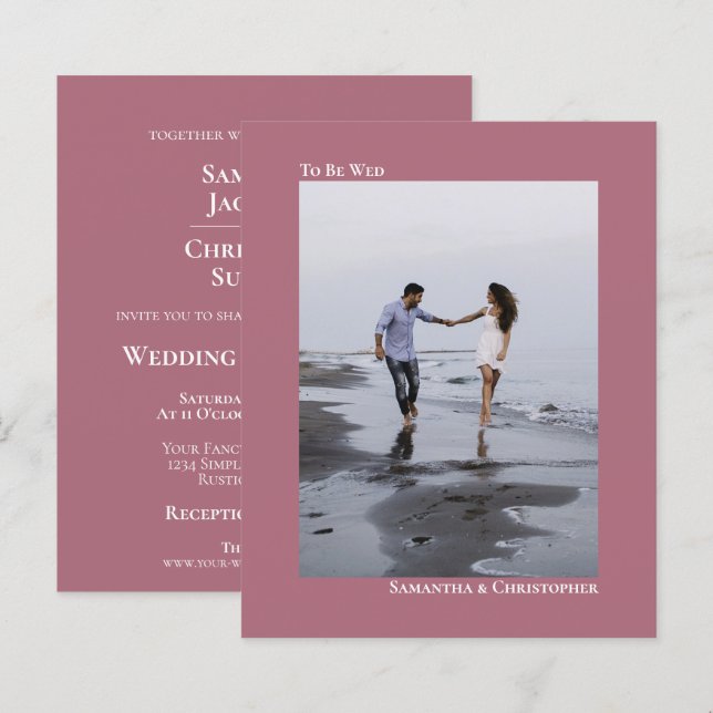 Enkel Dammtrosa BUDGET Bröllopsfotoinbjudan (Fram/baksida)