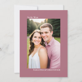 Enkel Dammtrosa eller Mauve Lodrät Foto Bröllop Inbjudningar