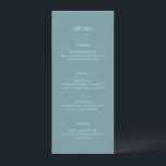 Enkel Dämpad Blå Elegant Bröllop Meny<br><div class="desc">Modern bröllopsmeny med en enkel design som kombinerar en modern sans-serif-teckensnitt,  ett elegant handskrivet skript och ett kursivt teckensnitt.</div>