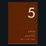 Enkel deert | Bordsnumret Mörk Cinnamon Bordsnummer<br><div class="desc">Denna enkla deert | Mörk Cinnamon-bordsnumret är precis vad du tittar för att komplettera din moderna rustikboho bröllop. Perfekt för antingen en western vibe av vintage eller en retro av fallande bohemi. Det minsta naturliga, vita manuset poppar verkligen med denna färgstarka höstbakgrund. Du kan välja att behålla den som den...</div>