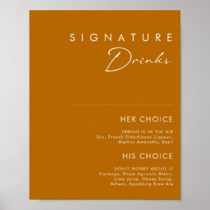 Enkel deert Brinnande Orange Namnteckning Drinks Poster