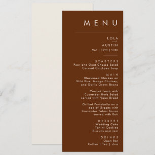 Enkel deert Mörk Cinnamon Bröllop Middag Menu Meny