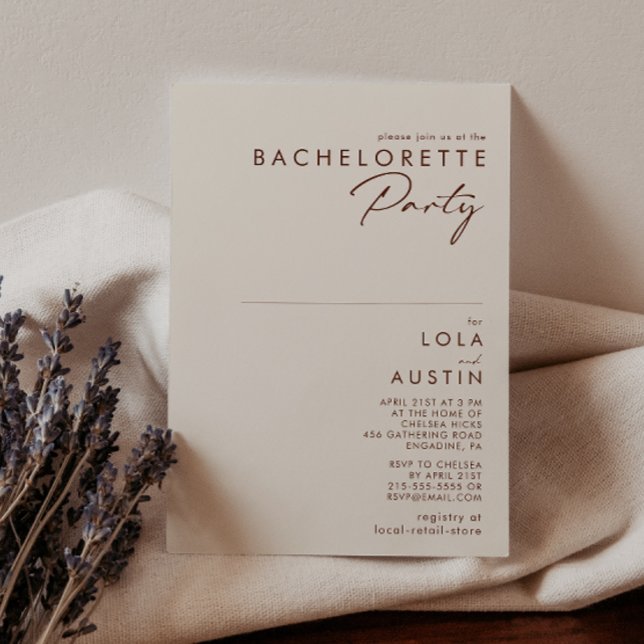 Enkel deert | Naturvit Bachelorette Party Inbjudningar (Skapare uppladdad)