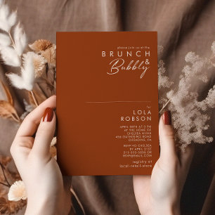 Enkel deert   Terracotta Brunch & BubLY Shower Inbjudningar