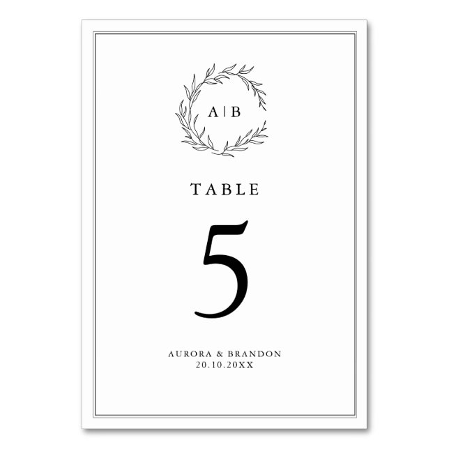 Enkel delikat Blommigt tidslös Sage Grönt Bröllop Bordsnummer (Framsidan)