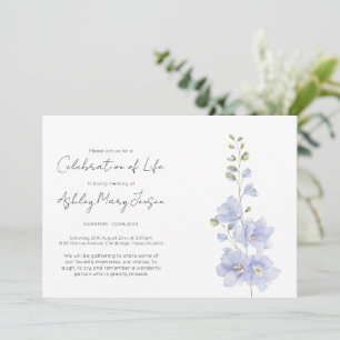 Enkel Delphinium Livets Firande Inbjudningar