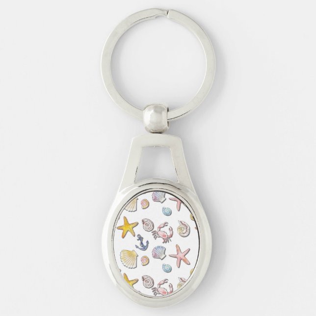 Enkel design för cute-fack ovalt silverfärgad nyckelring (Framsidan)