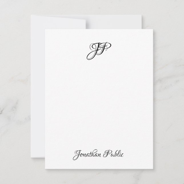 Enkel design för snyggt Handskript Text Monogram Anteckningskort (Framsida)