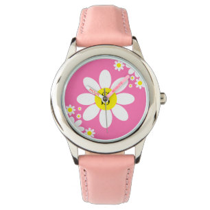 Enkel design för vit och Shock rosa Inledande Dais Armbandsur
