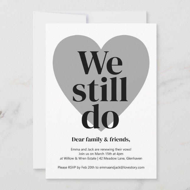 Enkel design för Vow-förnyelseinbjudan Inbjudningar (Framsida)