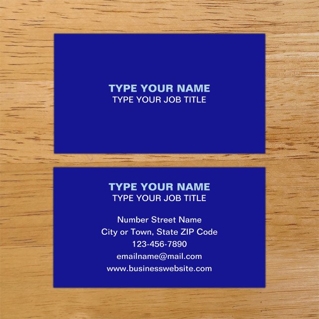 Enkel design med vanlig text Blå visitkort (Plain texts design blue calling card.)