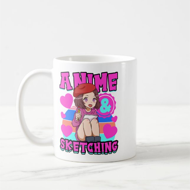 Enkel distraherad av animering och sketchning av k kaffemugg (Vänster)