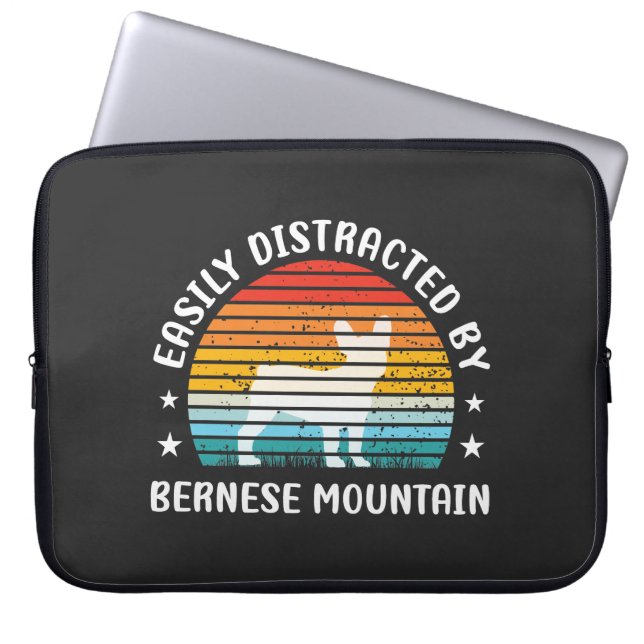 Enkel distraherad av Bernese Mountain hund, Bernes Laptop Fodral (Framsidan)