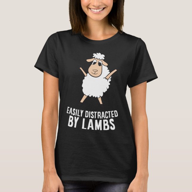 Enkel distraherad av Lambs Funny Lamb Kärlek får T Shirt (Framsida)
