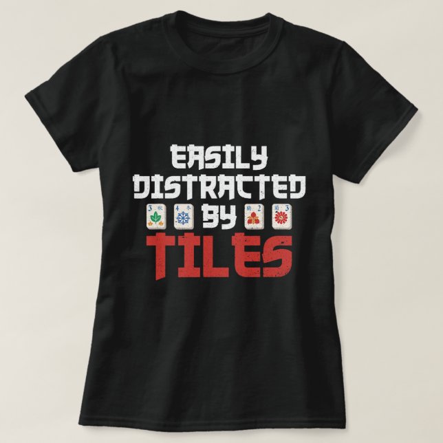Enkel distraherad av plattor Design för en Mahjong T Shirt (Design framsida)