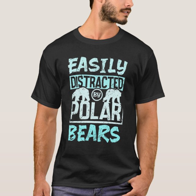 Enkel distraherad av polar björnar t shirt (Framsida)