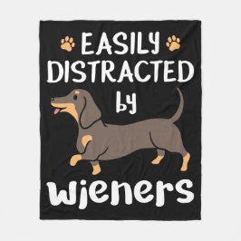 Enkel distraherad av Wiener Funny Dachshund Hund Fleecefilt