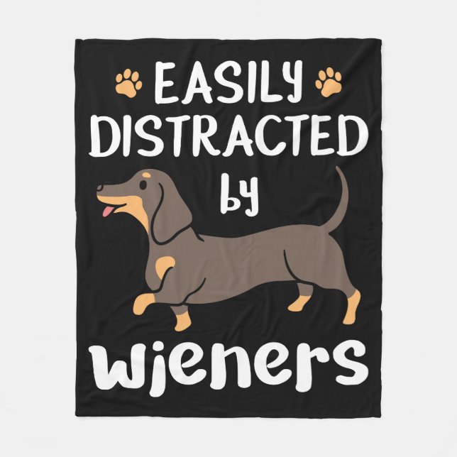 Enkel distraherad av Wiener Funny Dachshund Hund Fleecefilt (Framsidan)
