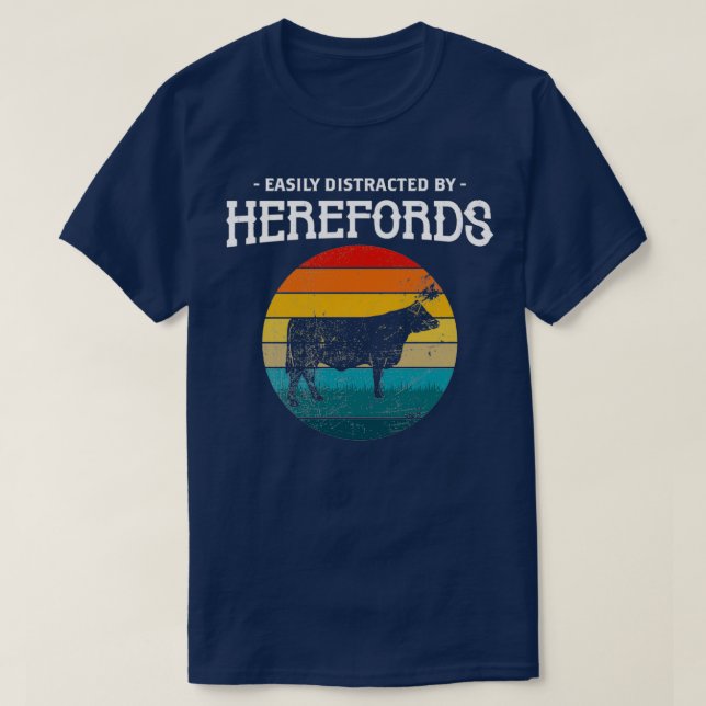Enkel distraherad bild av hereford-boskap t shirt (Design framsida)