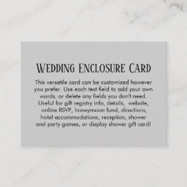 Enkel DIY Personligt bröllp Blek Grått Tilläggskort