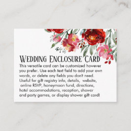 Enkel DIY Personligt bröllp Red & Rosa Flowers Tilläggskort