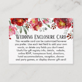 Enkel DIY Personligt bröllp Red & Rosa Flowers Tilläggskort
