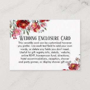 Enkel DIY Personligt bröllp Red & Rosa Flowers Tilläggskort