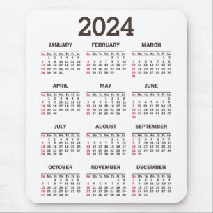 Enkel djärv 2024-årskalender på en snabbkalender musmatta