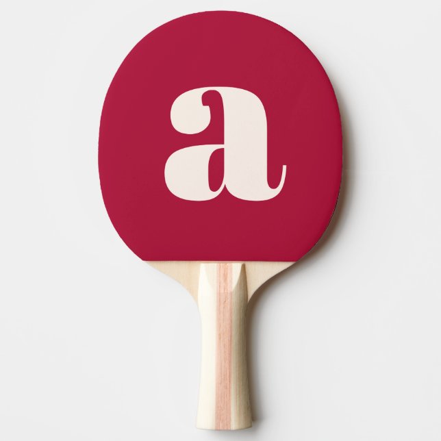 Enkel djupröd fet retro monogram initial pingisracket (Framsidan)
