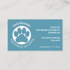 Enkel Dog Walker Pet Sitter Blue-Grönt Visitkort