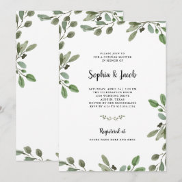 Enkel dusch för par för vattenfärggrönska | inbjudningar