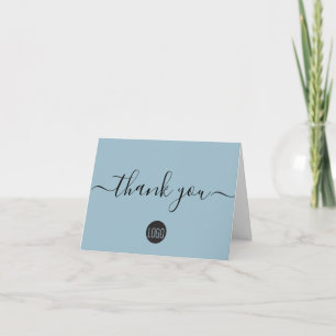 Enkel Dusty Blue Business logotyp Anpassningsbar Tack Kort