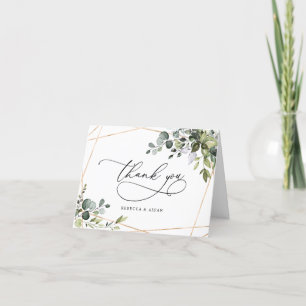 Enkel Dusty Blue Greenery Guld Bröllop Kort