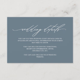 Enkel Dusty Blue-information med Calligraphy Tilläggskort