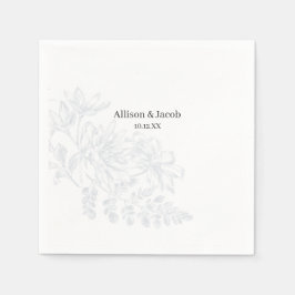 Enkel Dusty Blue Line Teckning Bröllop Napkins Pappersservett