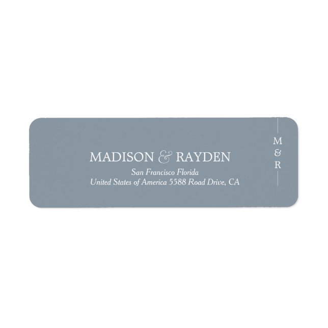 Enkel Dusty Blue Monogram-Returadress Returadress Etikett (Framsidan)