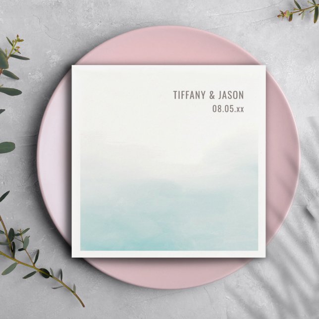 Enkel Dusty Blue Personlig Bröllop Cocktail Pappersservett (Skapare uppladdad)