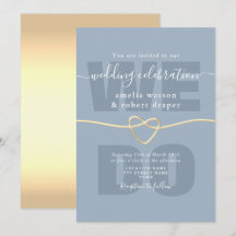 Enkel Dusty Blue Wedding-inbjudan