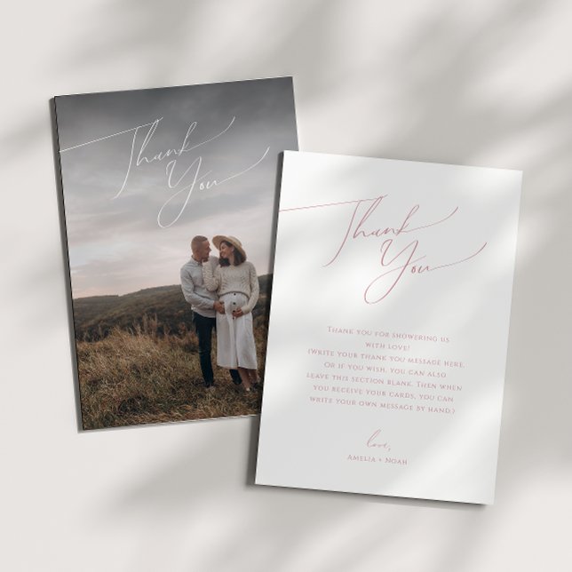 Enkel Dusty Ro Lodrät Photo Baby Shower Tack Kort (Skapare uppladdad)