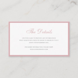 Enkel Dusty Ro Rosa Formal Bröllop Information Enc Tilläggskort