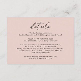 Enkel Dusty Ro Rosa Information om Bröllop Tilläggskort