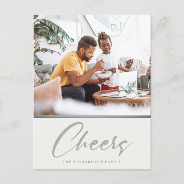 Enkel dyster-sagegrön julbild Hälsningar Helg Vykort (Framsida)